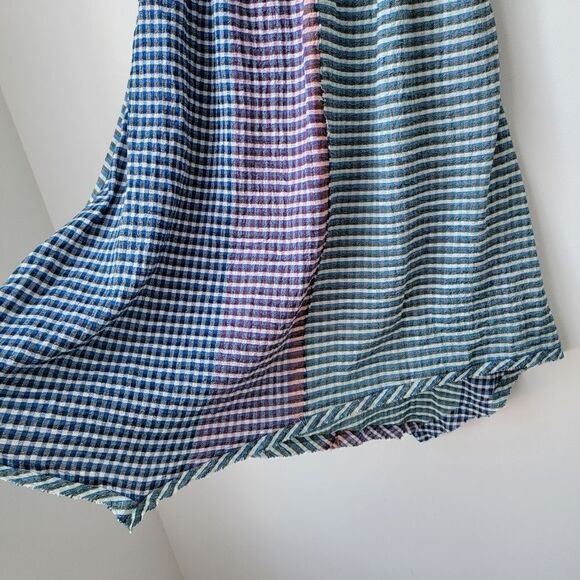 ANTHROPOLOGIE MAEVE One Shoulder Gingham Waverly Dress Blue Motif Size 8 - Picture 10 of 12